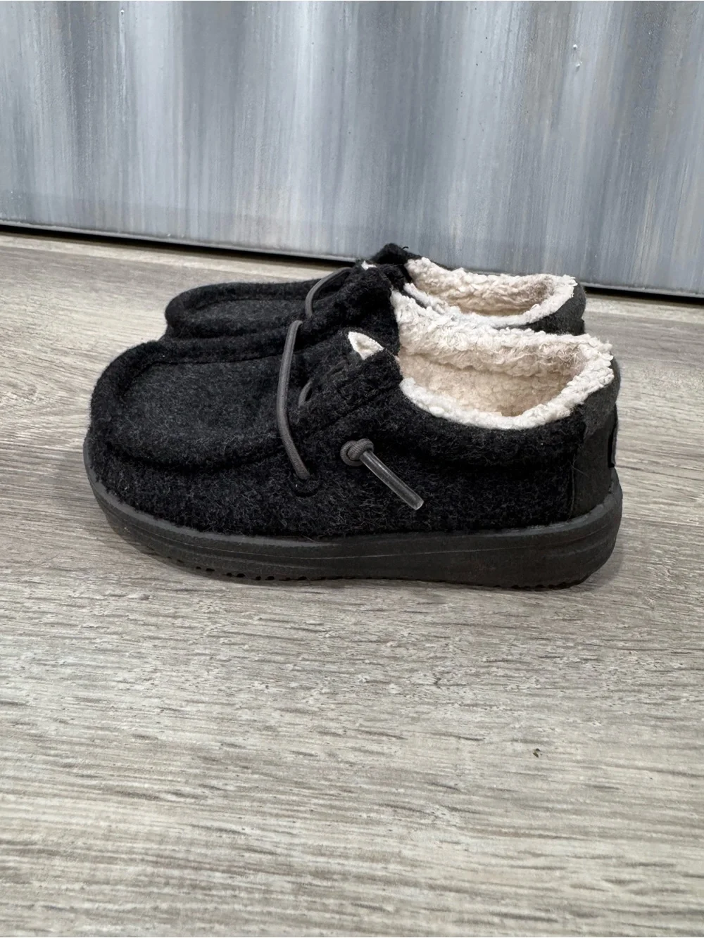 Hey Dude Kids Black Slip-On Cozy Lined Slippers